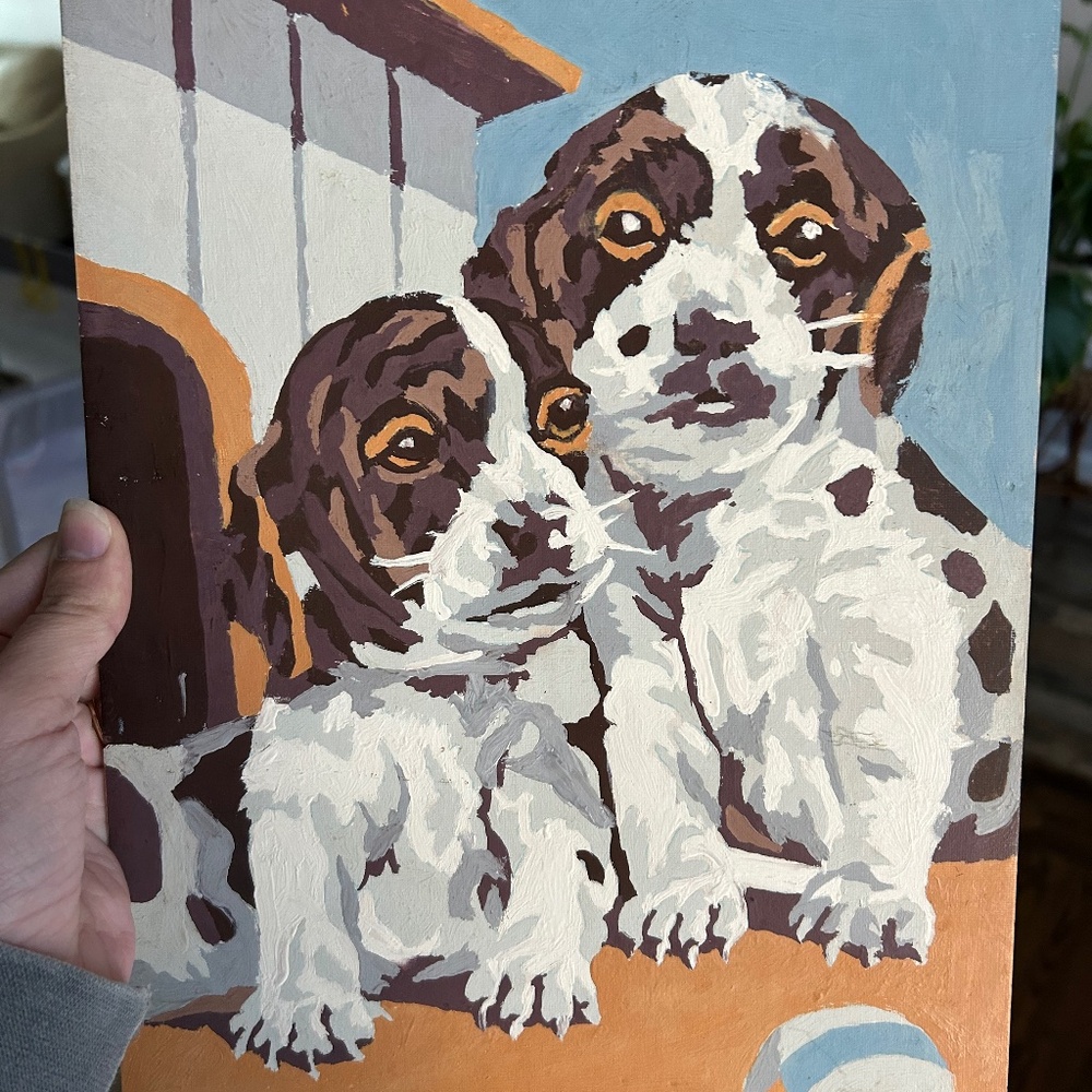 Vintage Paint By Numbers Puppy Painting